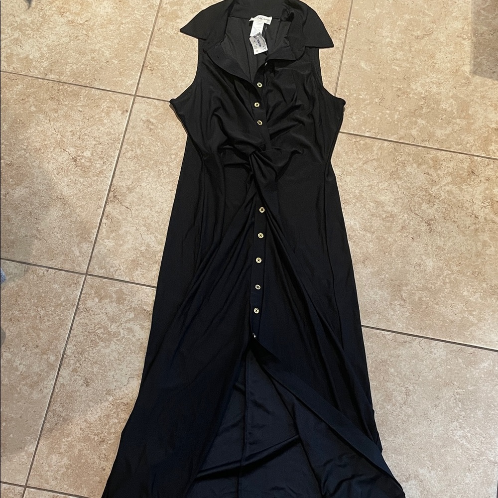 **NWT** Sleeveless Button-Front Black Maxi Dress